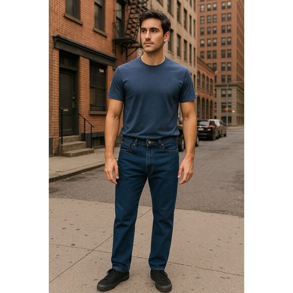 Wrangler Classic Fit Jeans Dark Blue Wash Men’s Size 34x32 Comfort Stretch - Picture 1 of 15